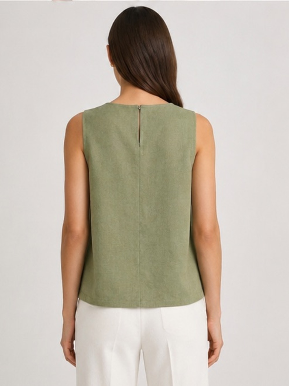 THEORY Racer Neck Shell Top in Fern - Picture 4 of 9